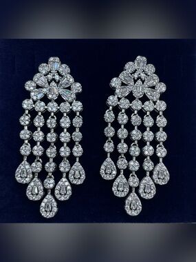 Swarovski Crystal Elements White Crystal Chandelier Statement Dangle Earrings